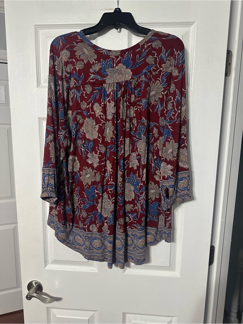 Lucky Brand Plus Paisley/Floral Button Front Henley Top - Picture 9 of 15